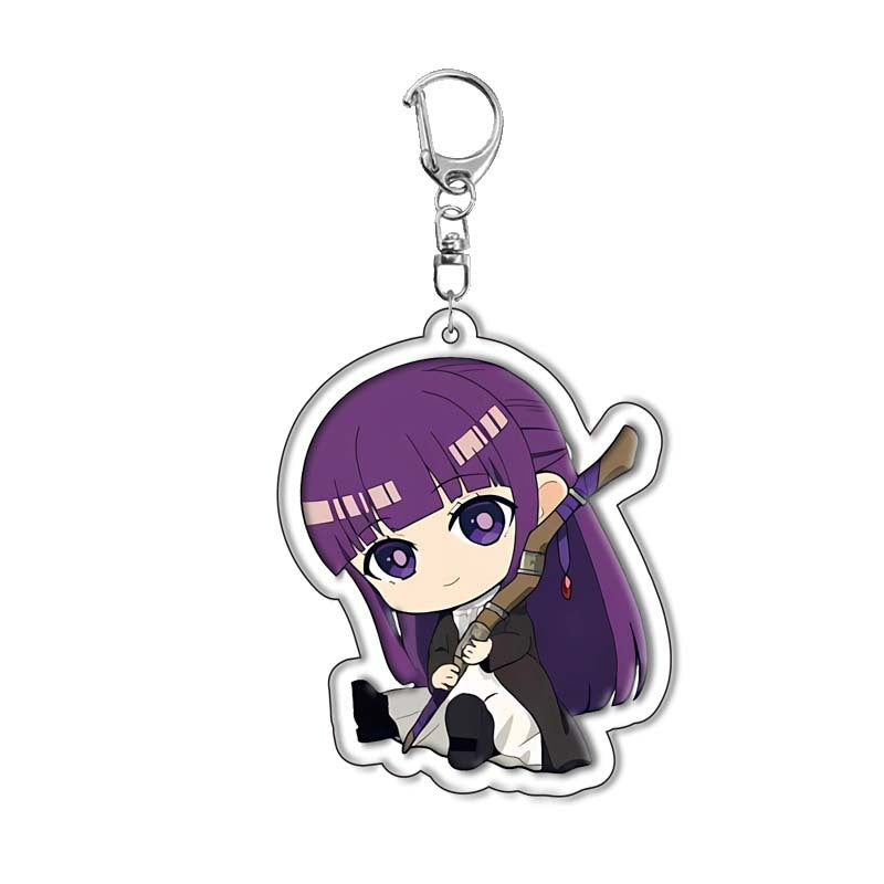 Frieren Beyond Journey’s End acrylic keychain featuring Frieren, Himmel, Fern and Stark, premium anime accessory by Anime Crush
