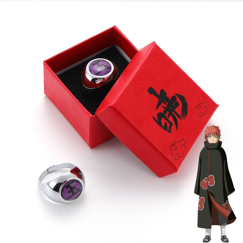 Naruto Shippuden Sasori Akatsuki ring, stainless steel anime cosplay jewelry, manga accessory, Naruto Shippuden otaku ring, anime convention Naruto merch.
