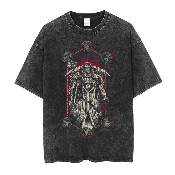 Overlord Albedo Momonga Jrpg Isekai Gamma Narberal Demiurge Bloodfallen Shalltear Rpg Game Yggdrasil Y2K Classic Vintage Retro Washed Anime T-Shirt Tee Harajuku Streetwear Mang Aesthetic Handmade Japanese Culture JK Casual Printed Anime Pattern Cosplay Comic Con Festival Gift Apparel Clothing Heavy Cotton Oversized Tee Tokyo Otaku Weeb Fashion