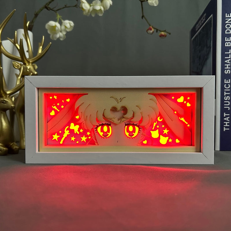 Anime Paper Cut Light Box led RBG and Controller, 3D Shadow Box