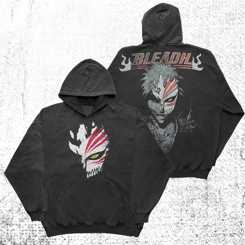 Bleach double sided oversized anime hoodie featuring Ichigo Kurosaki, Rukia Kuchiki, Orihime Inoue, Uryu Ishida, Renji Abarai, Byakuya Kuchiki and Sosuke Aizen, streetwear by Anime Crush
