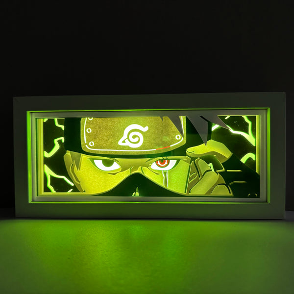 ustom Naruto light box with 3D paper carving and RGB LED lights featuring Kakashi Hatake. Perfect for anime gifts, Christmas decor, and Kakashi fans. Remote-controlled colors create a cool, stealthy ambiance for any space. Ideal for holidays, birthdays, or special occasions, celebrating Kakashi’s mastery of the Sharingan, his leadership of Team 7, and his calm, skilled persona. A must-have for Naruto fans looking to add the legendary Copy Ninja to their collection.