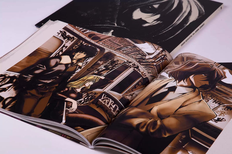 Cowboy Bebop 20th Anniversary Ultimate Edition collector’s box set featuring the complete anime series and movie on Blu-ray, three official Yoko Kanno soundtracks (Soundtrack 1, No Disc, and Blue), a 120-page hardcover art book with rare concept designs, all housed in a numbered retro vinyl-style flight case—this once-in-a-lifetime release is a true collector’s grail for those who grew up with Spike, Jet, Faye, Ed, and Ein; more than a box set, it’s a piece of anime history for fans who remember.