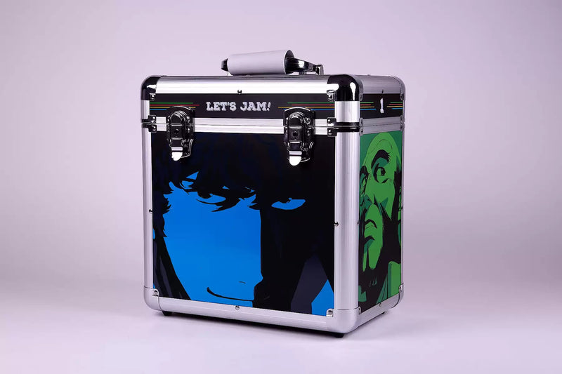 Cowboy Bebop 20th Anniversary Ultimate Edition collector’s box set featuring the complete anime series and movie on Blu-ray, three official Yoko Kanno soundtracks (Soundtrack 1, No Disc, and Blue), a 120-page hardcover art book with rare concept designs, all housed in a numbered retro vinyl-style flight case—this once-in-a-lifetime release is a true collector’s grail for those who grew up with Spike, Jet, Faye, Ed, and Ein; more than a box set, it’s a piece of anime history for fans who remember.