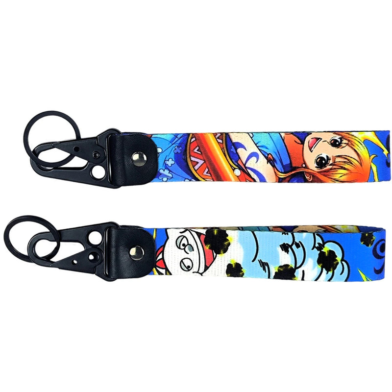 Adventurous One Piece JDM Lanyard Keychain featuring vibrant designs of Luffy, Zoro, Nami, Sanji, and the Straw Hat Pirates Jolly Roger. Made from durable, high-quality fabric with eye-catching, double-sided prints, perfect for keeping keys, ID badges, or adding flair to your backpack. Infusing the thrill of One Piece adventures with JDM style, this lanyard is a must-have for anime and car culture fans ready to sail the Grand Line and show off their passion.