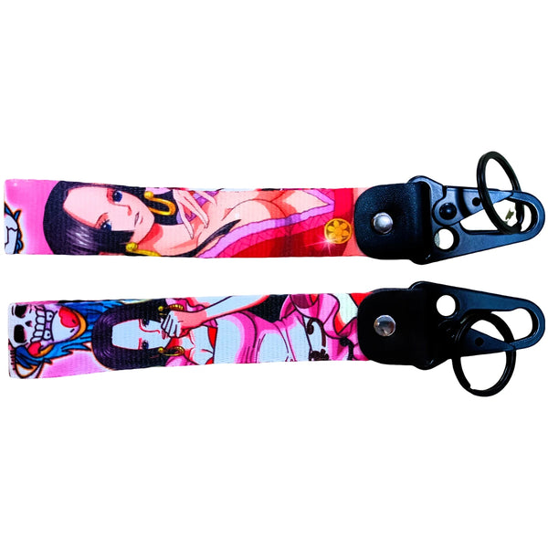 Adventurous One Piece JDM Lanyard Keychain featuring vibrant designs of Luffy, Zoro, Nami, Sanji, and the Straw Hat Pirates Jolly Roger. Made from durable, high-quality fabric with eye-catching, double-sided prints, perfect for keeping keys, ID badges, or adding flair to your backpack. Infusing the thrill of One Piece adventures with JDM style, this lanyard is a must-have for anime and car culture fans ready to sail the Grand Line and show off their passion.