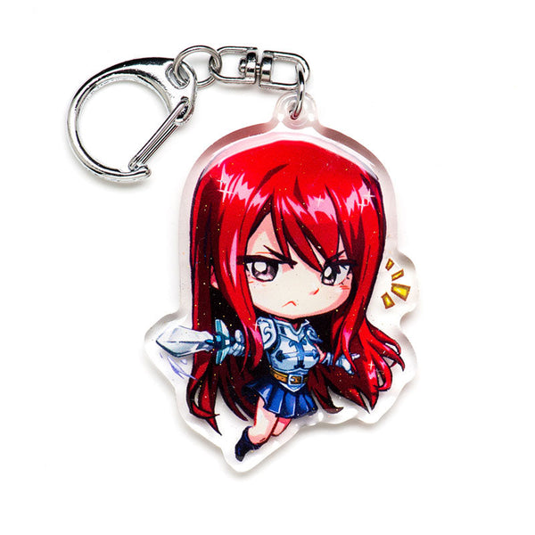 Buy Fairy Tail acrylic keychain featuring beloved characters like Natsu, Lucy, and Happy. This premium 4-inch keychain with a 2.4-inch anime figure offers vibrant, scratch-resistant colors and a glitter epoxy coating. Ideal for keychains, backpacks, lanyards, and Ita bags. A limited edition design perfect for Fairy Tail collectors, otaku, and anime fans. Includes a durable silver D-clasp for long-lasting use. Perfect anime gift.