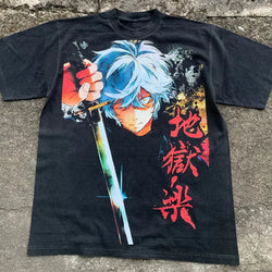 Striking Hell’s Paradise Black T-Shirt featuring intense, detailed artwork of Gabimaru and Sagiri, set against a backdrop of swirling, ominous energy. Made from premium, soft cotton fabric, this tee captures the dark and thrilling atmosphere of the series. Perfect for casual wear, anime conventions, or adding an edgy, action-packed touch to your wardrobe, this t-shirt is a must-have for Hell’s Paradise fans and lovers of gritty, supernatural adventures.