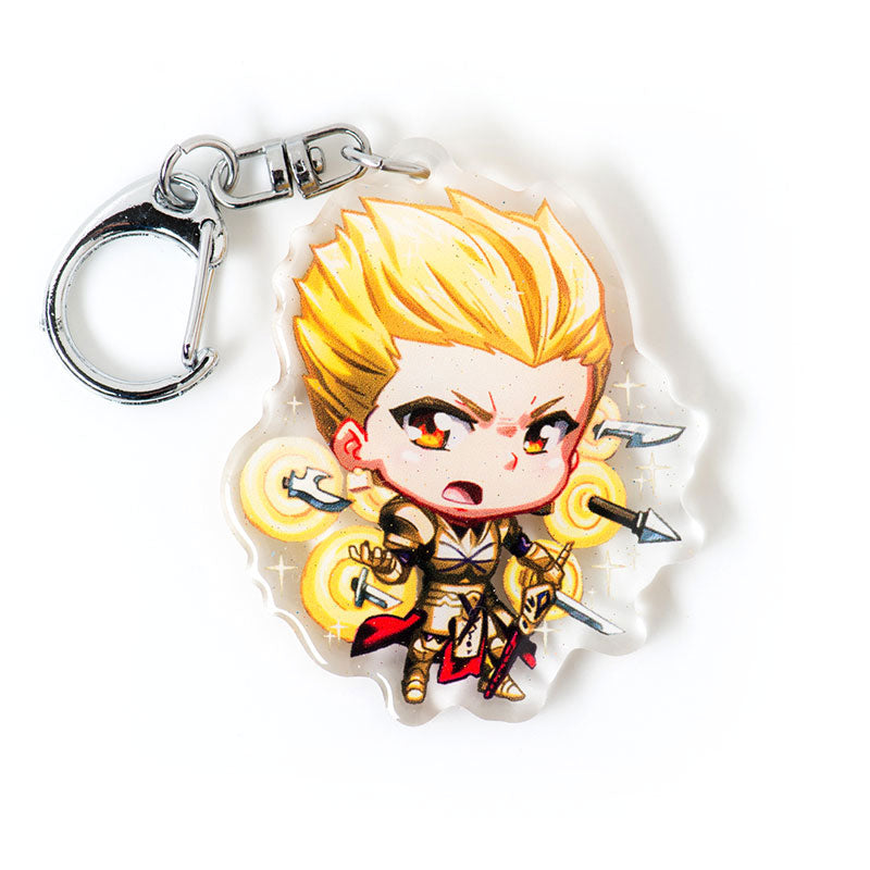 Gilgamesh acrylic keychain from Fate Stay Night featuring the King of Heroes, anime keychain inspired by Fate Zero, Fate Grand Order and Fate Apocrypha
