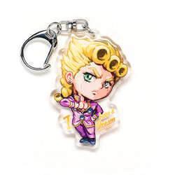 Buy JoJo's Bizarre Adventure acrylic keychain featuring iconic characters like Jotaro, Dio, and Star Platinum. This premium 4-inch keychain with a 2.4-inch anime figure offers vibrant, scratch-resistant colors and a glitter epoxy coating. Ideal for keychains, backpacks, lanyards, and Ita bags. A limited edition design perfect for JoJo's Bizarre Adventure fans, otaku, and anime collectors. Includes a durable silver D-clasp for long-lasting use. Perfect anime gift for JoJo enthusiasts