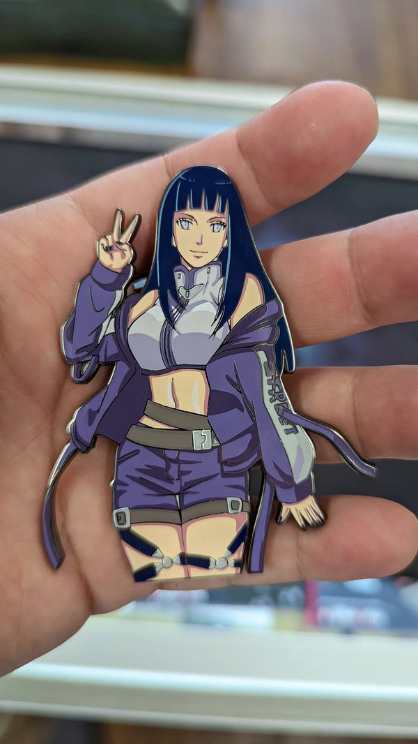 Hinata Hyuga Enamel Pin Collection – Limited Edition Collectibles Featuring Hinata from Naruto. Premium Black Nickel Finish, Hard Enamel with Print Details, Numbered with Lasered Logo, Large 3 Inches (7.6 cm), Double Butterfly Clutch for Secure Attachment. Perfect Anime Merchandise for Naruto and Hinata Fans, Collectors, and Enthusiasts. Includes Exclusive Hinata Hyuga Design, Anime Accessories, Otaku Gifts, Anime Convention Collectibles, and Cosplay Accessories.