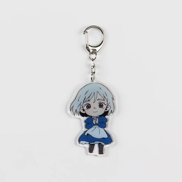 Studio Ghibli Howl's Moving Castle Acrylic Keychain – Featuring chibi-style Wizard Howl and Sophie. High-quality acrylic design showcasing beloved characters, perfect for fans of Studio Ghibli and anime collectors. Lightweight, durable, and ideal for keys, bags, or backpacks. Unique accessory for Howl's Moving Castle enthusiasts, anime memorabilia collectors, and lovers of whimsical art.