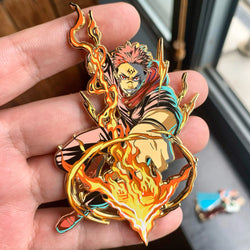 Sukuna Enamel Pin Collection – Limited Edition Collectibles Featuring Sukuna from Jujutsu Kaisen. Premium Black Nickel Finish, Hard Enamel with Print Details, Numbered with Lasered Logo, Large 3 Inches (7.6 cm), Double Butterfly Clutch for Secure Attachment. Perfect Anime Merchandise for Jujutsu Kaisen and Sukuna Fans, Collectors, and Enthusiasts. Includes Exclusive Sukuna Design, Anime Accessories, Otaku Gifts, Anime Convention Collectibles, and Cosplay Accessories.