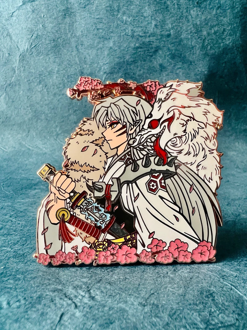 Sesshomaru Enamel Pin Collection – Limited Edition Collectibles Featuring Sesshomaru from Inuyasha. Premium Black Nickel Finish, Hard Enamel with Print Details, Numbered with Lasered Logo, Large 3 Inches (7.6 cm), Double Butterfly Clutch for Secure Attachment. Perfect Anime Merchandise for Inuyasha and Sesshomaru Fans, Collectors, and Enthusiasts. Includes Exclusive Sesshomaru Design, Anime Accessories, Otaku Gifts, Anime Convention Collectibles, and Cosplay Accessories.