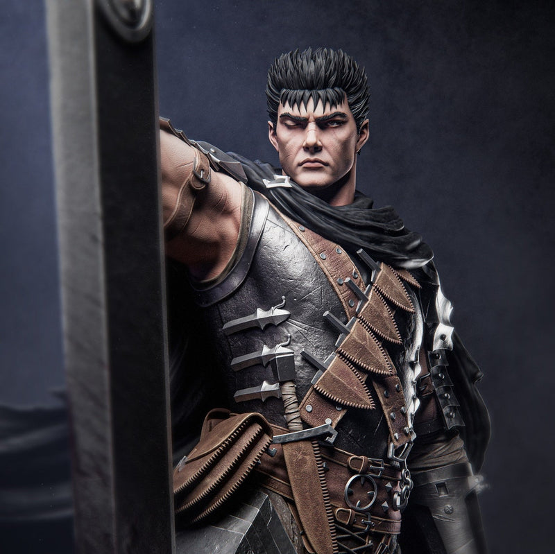 High-quality resin anime figure of Guts from Kentaro Miura's Berserk, showcasing exceptional craftsmanship and intricate detailing. This premium collectible captures Guts in his iconic, battle-hardened form, bringing to life the intensity and raw emotion of the legendary Black Swordsman. Perfect for fans of anime figures and Berserk enthusiasts, this piece is an ideal addition to any collection celebrating Miura's timeless masterpiece.