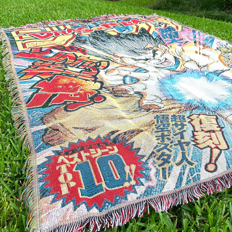 Dragon Ball Woven Tapestry Blanket featuring legendary characters like Goku, Vegeta, and Gohan in vibrant, high-quality artwork. This stunning tapestry captures the action-packed energy and iconic moments of the Dragon Ball universe, making it perfect for home decor, a cozy throw, or a thoughtful gift for fans. Celebrate the timeless journey of Saiyans, battles, and Dragon Balls with this beautifully crafted piece that brings the epic world of Dragon Ball into your space.