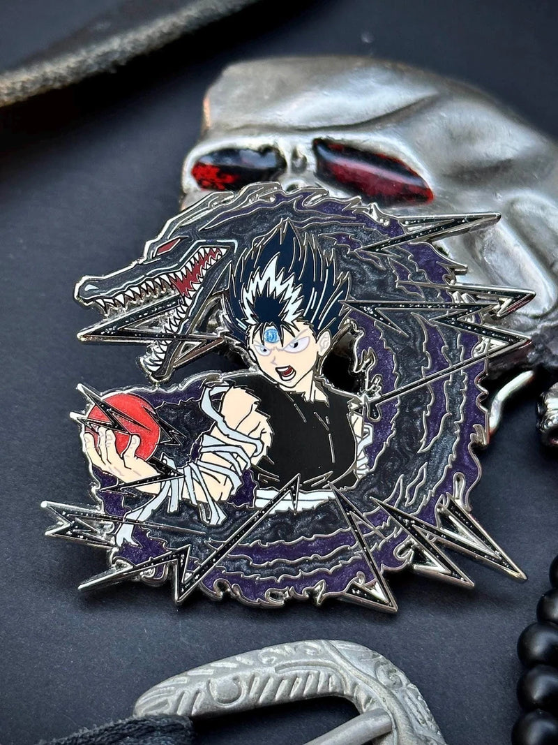 Hiei Enamel Pin Collection – Limited Edition Collectibles Featuring Hiei from Yu Yu Hakusho. Premium Black Nickel Finish, Hard Enamel with Print Details, Numbered with Lasered Logo, Large 3 Inches (7.6 cm), Double Butterfly Clutch for Secure Attachment. Perfect Anime Merchandise for Yu Yu Hakusho and Hiei Fans, Collectors, and Enthusiasts. Includes Exclusive Hiei Design, Anime Accessories, Otaku Gifts, Anime Convention Collectibles, and Cosplay Accessories.