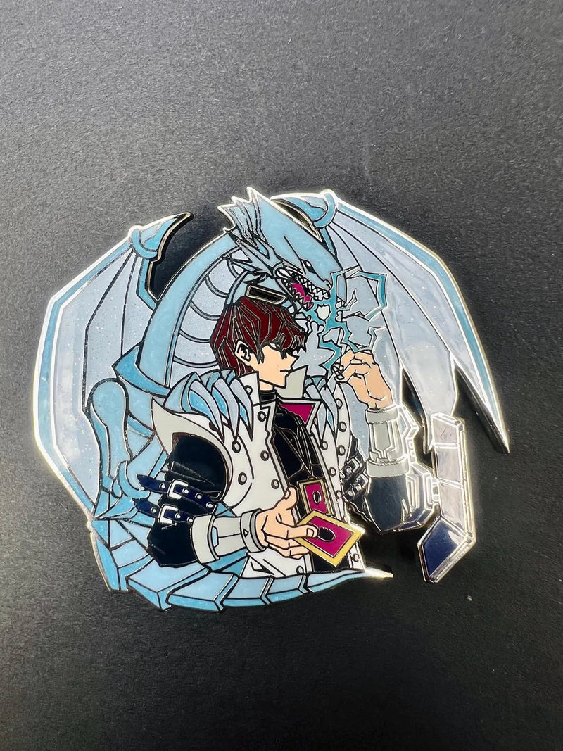 Seto Kaiba & Blue-Eyes White Dragon Enamel Pin Collection – Limited Edition Collectibles Featuring Seto Kaiba and his iconic Blue-Eyes White Dragon from Yu-Gi-Oh! Duel Monsters. Premium Black Nickel Finish, Hard Enamel with Print Details, Numbered with Lasered Logo, Large 3 Inches (7.6 cm), Double Butterfly Clutch for Secure Attachment. Perfect Anime Merchandise for Yu-Gi-Oh! Fans, Collectors, and Enthusiasts. Includes Exclusive Seto Kaiba and Blue-Eyes White Dragon Designs, Anime Accessories, Otaku Gifts, 