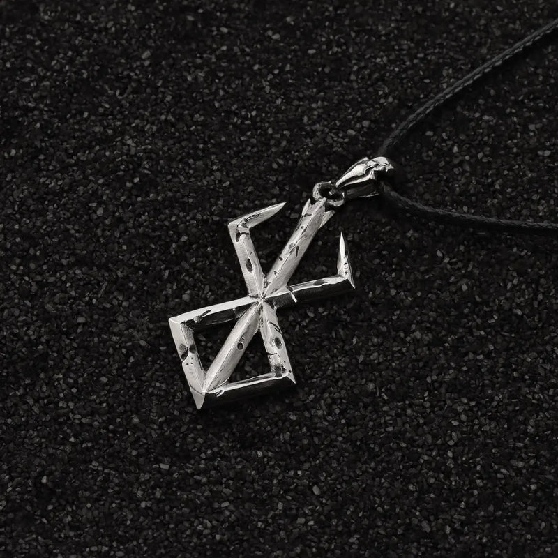 Handcrafted Brand of Sacrifice Pendant – Berserk-inspired jewelry made from 925 sterling silver. Intricate design, instantly recognizable to dark fantasy fans. Symbolic and mysterious, reflecting themes of resilience and fate. High-quality craftsmanship, detailed artistry. Pendant dimensions: 40x20 mm (1.57x0.78 inches), without bail. Perfect for pairing with your favorite chain or leather cord. Ideal for Berserk fans, anime collectors, dark-themed jewelry enthusiasts, and unique gifts.