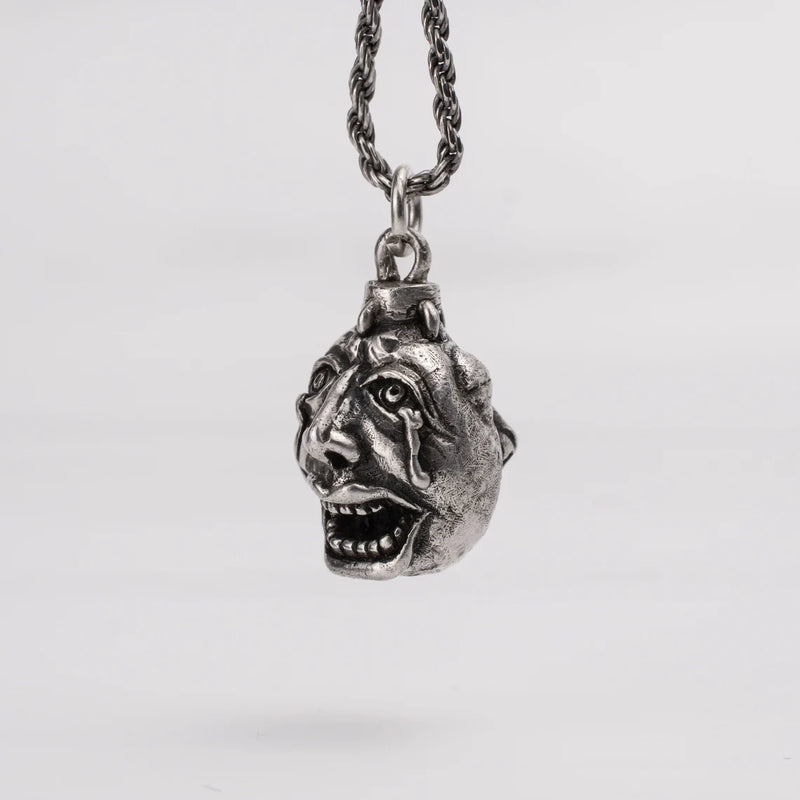 Handcrafted Behelit Jewelry – Berserk-inspired pendant necklace featuring Guts, Griffith, and God Hand symbolism with double-sided design: awakened face and sleeping face. High-quality pewter, hand-cast, unique imperfections, 22-inch (55.9 cm) stainless steel ball chain, secure lobster claw closure. Perfect for Berserk fans, anime collectors, dark fantasy lovers, cosplay, and unique gifts. Symbolic, collectible, artisan design.