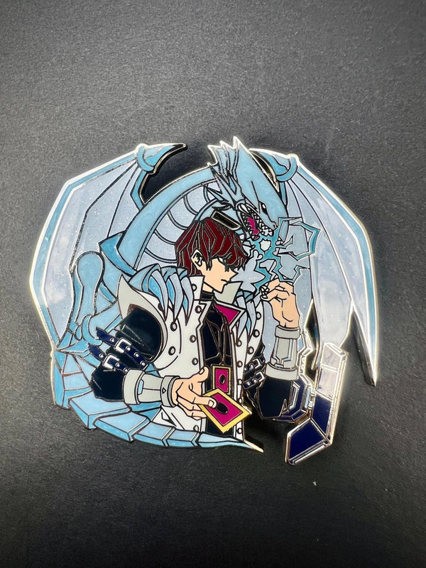 Seto Kaiba & Blue-Eyes White Dragon Enamel Pin Collection – Limited Edition Collectibles Featuring Seto Kaiba and his iconic Blue-Eyes White Dragon from Yu-Gi-Oh! Duel Monsters. Premium Black Nickel Finish, Hard Enamel with Print Details, Numbered with Lasered Logo, Large 3 Inches (7.6 cm), Double Butterfly Clutch for Secure Attachment. Perfect Anime Merchandise for Yu-Gi-Oh! Fans, Collectors, and Enthusiasts. Includes Exclusive Seto Kaiba and Blue-Eyes White Dragon Designs, Anime Accessories, Otaku Gifts, 