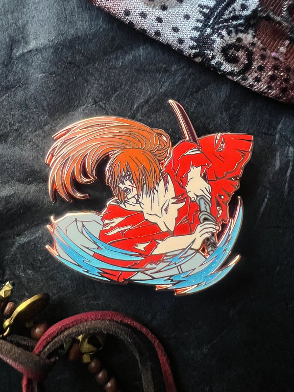 Rurouni Kenshin Enamel Pin Collection – Limited Edition Collectibles Featuring Characters from Rurouni Kenshin, such as Himura Kenshin. Premium Black Nickel Finish, Hard Enamel with Print Details, Numbered with Lasered Logo, Large 3 Inches (7.6 cm), Double Butterfly Clutch for Secure Attachment. Perfect Anime Merchandise for Rurouni Kenshin Fans, Collectors, and Enthusiasts. Includes Exclusive Himura Kenshin Design, Anime Accessories, Otaku Gifts, Anime Convention Collectibles, and Cosplay Accessories.