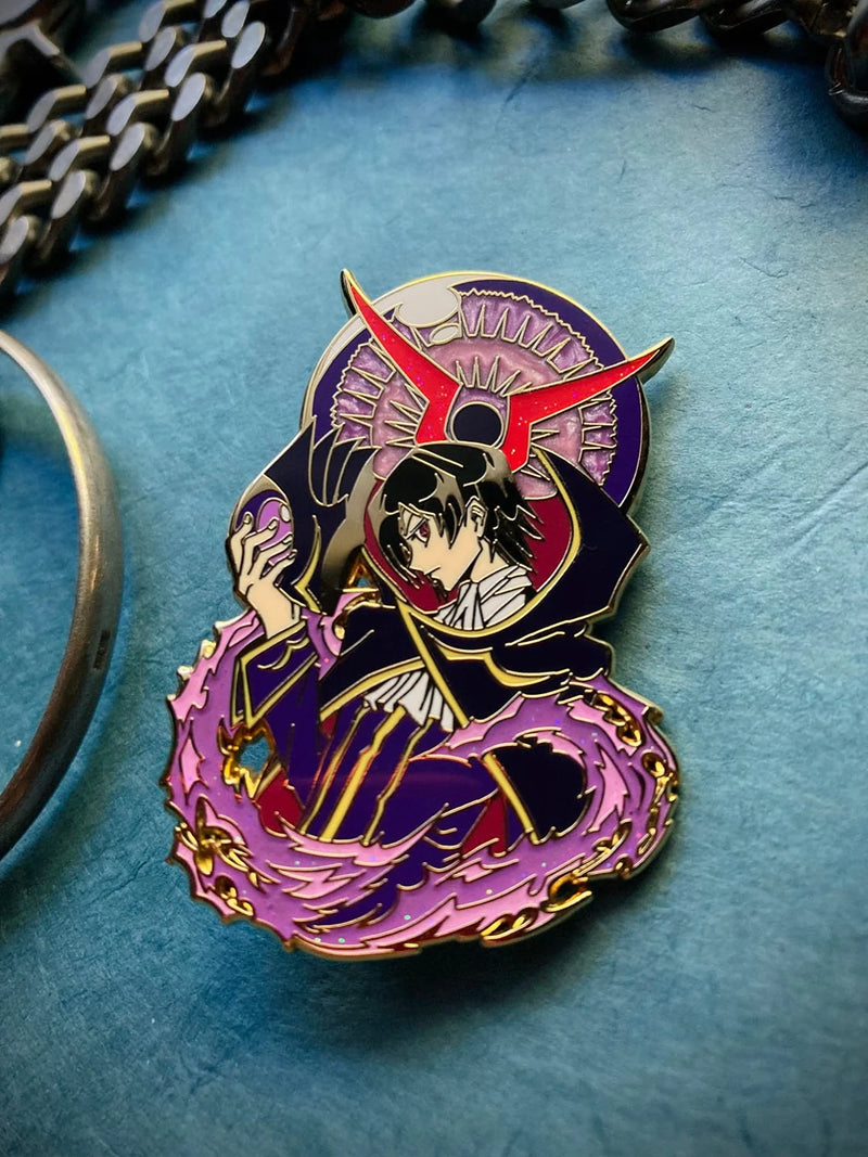 Lelouch Lamperouge Enamel Pin Collection – Limited Edition Collectibles Featuring Lelouch from Code Geass. Premium Black Nickel Finish, Hard Enamel with Print Details, Numbered with Lasered Logo, Large 3 Inches (7.6 cm), Double Butterfly Clutch for Secure Attachment. Perfect Anime Merchandise for Code Geass and Lelouch Lamperouge Fans, Collectors, and Enthusiasts. Includes Exclusive Lelouch Lamperouge Design, Anime Accessories, Otaku Gifts, Anime Convention Collectibles, and Cosplay Accessories.