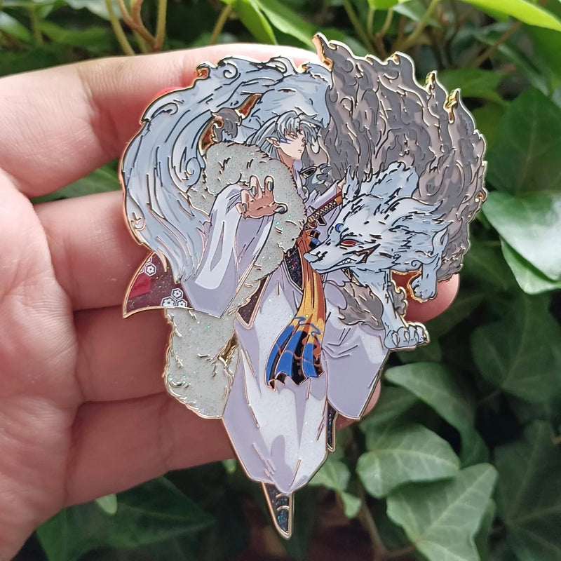 Sesshomaru Enamel Pin Collection – Limited Edition Collectibles Featuring Sesshomaru from Inuyasha. Premium Black Nickel Finish, Hard Enamel with Print Details, Numbered with Lasered Logo, Large 3 Inches (7.6 cm), Double Butterfly Clutch for Secure Attachment. Perfect Anime Merchandise for Inuyasha and Sesshomaru Fans, Collectors, and Enthusiasts. Includes Exclusive Sesshomaru Design, Anime Accessories, Otaku Gifts, Anime Convention Collectibles, and Cosplay Accessories.