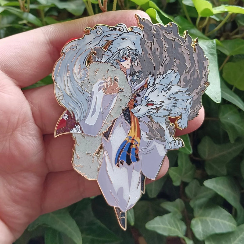 Sesshomaru Enamel Pin Collection – Limited Edition Collectibles Featuring Sesshomaru from Inuyasha. Premium Black Nickel Finish, Hard Enamel with Print Details, Numbered with Lasered Logo, Large 3 Inches (7.6 cm), Double Butterfly Clutch for Secure Attachment. Perfect Anime Merchandise for Inuyasha and Sesshomaru Fans, Collectors, and Enthusiasts. Includes Exclusive Sesshomaru Design, Anime Accessories, Otaku Gifts, Anime Convention Collectibles, and Cosplay Accessories.