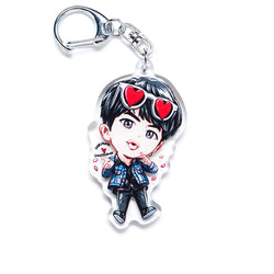 Premium BTS acrylic keychain featuring double-sided designs of all seven members: RM, Jin, Suga, J-Hope, Jimin, V, and Jungkook. Vibrant, scratch-resistant colors with a stylish glitter epoxy coating. Perfect for accessorizing backpacks, lanyards, and Ita bags. Durable silver D-clasp ensures long-lasting use. A must-have collectible and the perfect gift for ARMY and K-pop enthusiasts