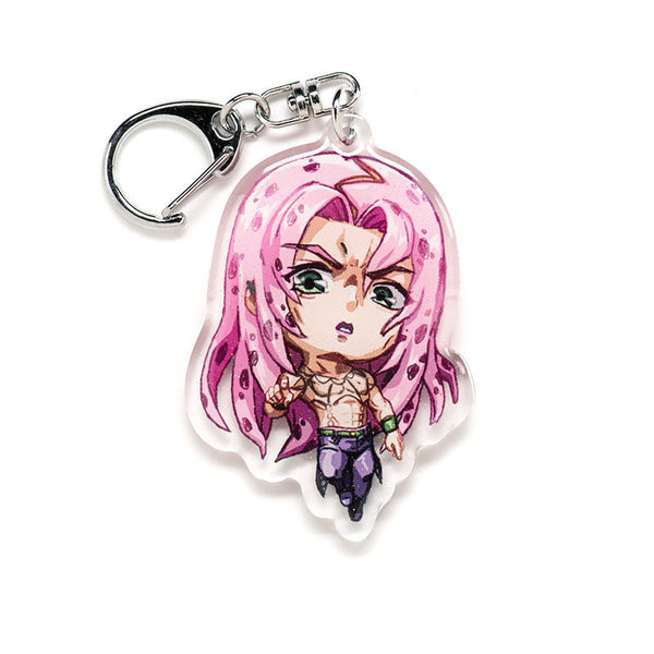 Buy JoJo's Bizarre Adventure acrylic keychain featuring iconic characters like Jotaro, Dio, and Star Platinum. This premium 4-inch keychain with a 2.4-inch anime figure offers vibrant, scratch-resistant colors and a glitter epoxy coating. Ideal for keychains, backpacks, lanyards, and Ita bags. A limited edition design perfect for JoJo's Bizarre Adventure fans, otaku, and anime collectors. Includes a durable silver D-clasp for long-lasting use. Perfect anime gift for JoJo enthusiasts