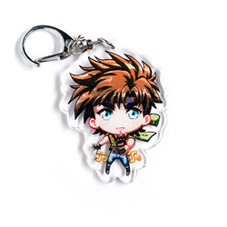 Buy JoJo's Bizarre Adventure acrylic keychain featuring iconic characters like Jotaro, Dio, and Star Platinum. This premium 4-inch keychain with a 2.4-inch anime figure offers vibrant, scratch-resistant colors and a glitter epoxy coating. Ideal for keychains, backpacks, lanyards, and Ita bags. A limited edition design perfect for JoJo's Bizarre Adventure fans, otaku, and anime collectors. Includes a durable silver D-clasp for long-lasting use. Perfect anime gift for JoJo enthusiasts