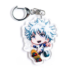 Buy Hunter x Hunter acrylic keychain featuring iconic characters like Gon, Killua, and Hisoka. This premium 4-inch keychain with a 2.4-inch anime figure offers vibrant, scratch-resistant colors and a glitter epoxy coating. Ideal for keychains, backpacks, lanyards, and Ita bags. A limited edition design perfect for Hunter x Hunter fans, otaku, and anime collectors. Includes a durable silver D-clasp for long-lasting use. Perfect anime gift for Hunter x Hunter enthusiasts.