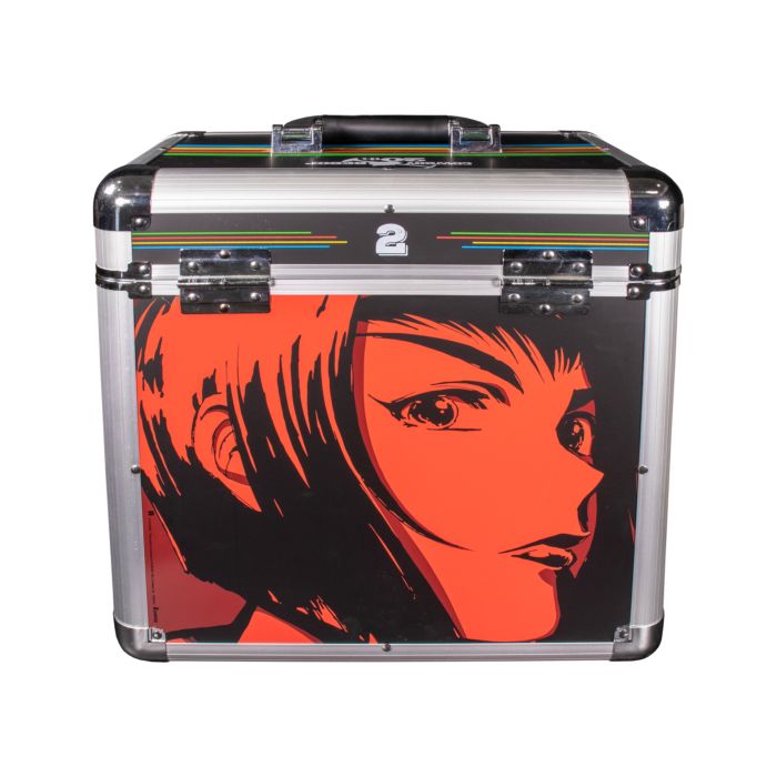 Cowboy Bebop 20th Anniversary Ultimate Edition collector’s box set featuring the complete anime series and movie on Blu-ray, three official Yoko Kanno soundtracks (Soundtrack 1, No Disc, and Blue), a 120-page hardcover art book with rare concept designs, all housed in a numbered retro vinyl-style flight case—this once-in-a-lifetime release is a true collector’s grail for those who grew up with Spike, Jet, Faye, Ed, and Ein; more than a box set, it’s a piece of anime history for fans who remember.