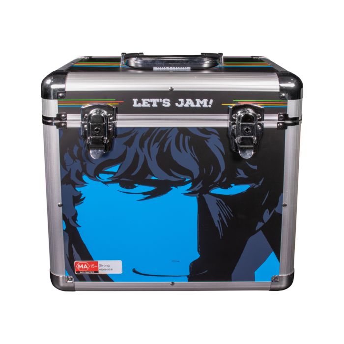 Cowboy Bebop 20th Anniversary Ultimate Edition collector’s box set featuring the complete anime series and movie on Blu-ray, three official Yoko Kanno soundtracks (Soundtrack 1, No Disc, and Blue), a 120-page hardcover art book with rare concept designs, all housed in a numbered retro vinyl-style flight case—this once-in-a-lifetime release is a true collector’s grail for those who grew up with Spike, Jet, Faye, Ed, and Ein; more than a box set, it’s a piece of anime history for fans who remember.