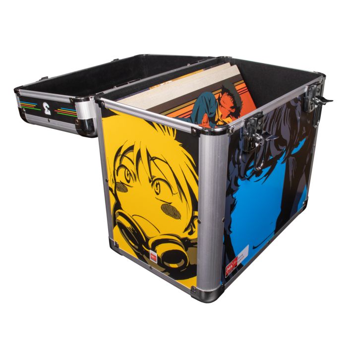 Cowboy Bebop 20th Anniversary Ultimate Edition collector’s box set featuring the complete anime series and movie on Blu-ray, three official Yoko Kanno soundtracks (Soundtrack 1, No Disc, and Blue), a 120-page hardcover art book with rare concept designs, all housed in a numbered retro vinyl-style flight case—this once-in-a-lifetime release is a true collector’s grail for those who grew up with Spike, Jet, Faye, Ed, and Ein; more than a box set, it’s a piece of anime history for fans who remember.