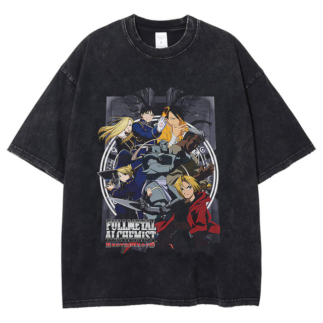 Fullmetal Alchemist oversized anime t-shirt featuring Edward Elric, Alphonse Elric, Winry Rockbell, Roy Mustang, Riza Hawkeye and Scar, streetwear by Anime Crush
