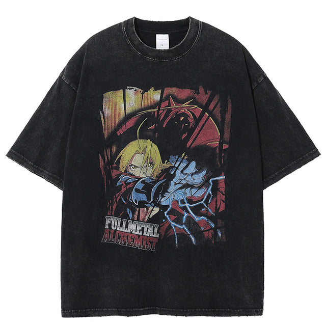 Fullmetal Alchemist oversized anime t-shirt featuring Edward Elric, Alphonse Elric, Winry Rockbell, Roy Mustang, Riza Hawkeye and Scar, streetwear by Anime Crush
