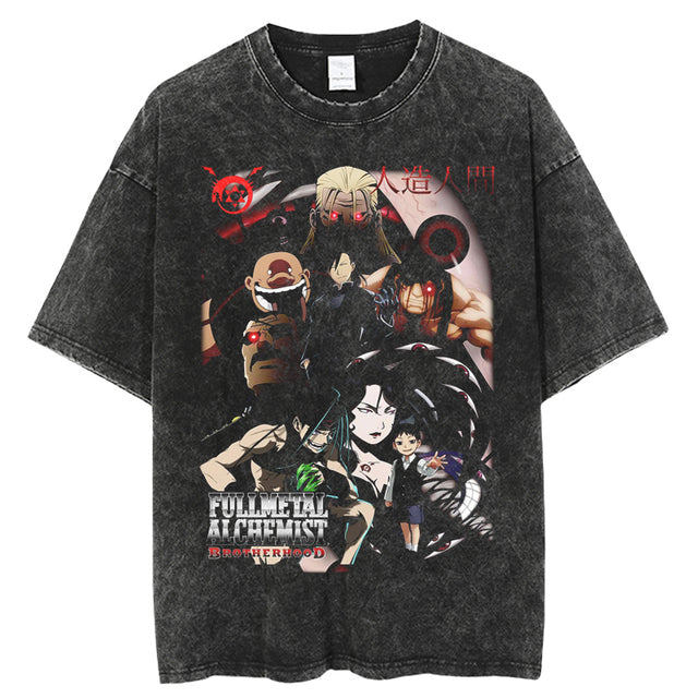 Fullmetal Alchemist oversized anime t-shirt featuring Edward Elric, Alphonse Elric, Winry Rockbell, Roy Mustang, Riza Hawkeye and Scar, streetwear by Anime Crush
