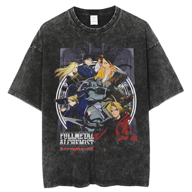 Fullmetal Alchemist oversized anime t-shirt featuring Edward Elric, Alphonse Elric, Winry Rockbell, Roy Mustang, Riza Hawkeye and Scar, streetwear by Anime Crush
