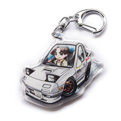 Buy Initial D Ryosuke Takahashi's Mazda RX-7 acrylic keychain featuring the iconic FC3S. This premium 4-inch keychain with a 2.4-inch detailed car figure offers vibrant, scratch-resistant colors and a glitter epoxy coating. Ideal for keychains, backpacks, lanyards, and Ita bags. A limited edition design perfect for Initial D fans, car enthusiasts, and otaku collectors. Includes a durable silver D-clasp for long-lasting use. Perfect gift for Initial D and JDM lovers.