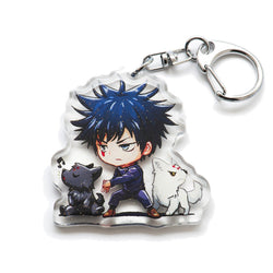 Must-have Jujutsu Kaisen acrylic keychain with double-sided designs of Yuji, Gojo, and Nobara. Vibrant, scratch-resistant colors and glitter epoxy coating make it stand out. Perfect for backpacks, lanyards, and Ita bags. Durable silver D-clasp ensures long-lasting quality. A limited edition collectible and the perfect gift for anime fans and collectors