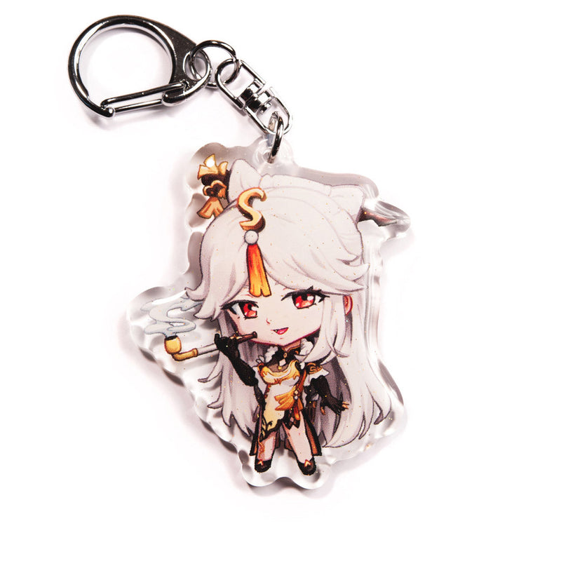 Buy Genshin Impact acrylic keychain featuring popular characters like Aether, Lumine, and Paimon. This premium 4-inch keychain with a 2.4-inch figure offers vibrant, scratch-resistant colors and a glitter epoxy coating. Ideal for keychains, backpacks, lanyards, and Ita bags. A limited edition design perfect for Genshin Impact fans, otaku, and collectors. Includes a durable silver D-clasp for long-lasting use. Perfect gift for Genshin Impact players and anime lovers.