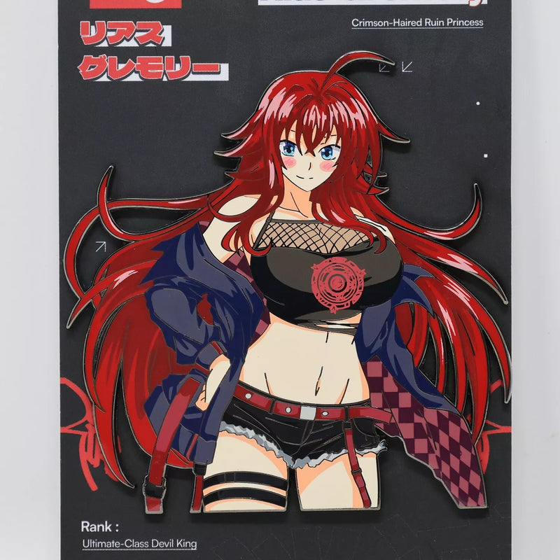 High School DxD Enamel Pin Collection – Featuring Limited Edition Collectibles of Akeno Himejima, Rias Gremory, Issei Hyoudou, Koneko Toujou, Asia Argento, Xenovia Quarta, Rossweisse, and Irina Shidou. Premium Black Nickel Finish, Hard Enamel with Print Details, Numbered with Lasered Logo, Large 3 Inches (7.6 cm), Double Butterfly Clutch for Secure Attachment. Perfect Anime Merchandise for Collectors and Fans of High School DxD