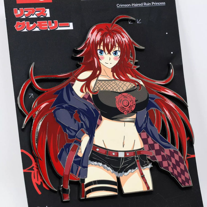 High School DxD Enamel Pin Collection – Featuring Limited Edition Collectibles of Akeno Himejima, Rias Gremory, Issei Hyoudou, Koneko Toujou, Asia Argento, Xenovia Quarta, Rossweisse, and Irina Shidou. Premium Black Nickel Finish, Hard Enamel with Print Details, Numbered with Lasered Logo, Large 3 Inches (7.6 cm), Double Butterfly Clutch for Secure Attachment. Perfect Anime Merchandise for Collectors and Fans of High School DxD