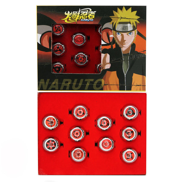 Naruto Shippuden Akatsuki rings deluxe box set, premium Naruto ring collection, stainless steel anime cosplay jewelry, Akatsuki cosplay props, Itachi Pain Deidara Kisame Sasori Konan Zetsu Hidan Kakuzu Tobi Orochimaru Nagato rings, Naruto Shippuden deluxe collector’s box, otaku anime gift set, Comic Con cosplay accessories