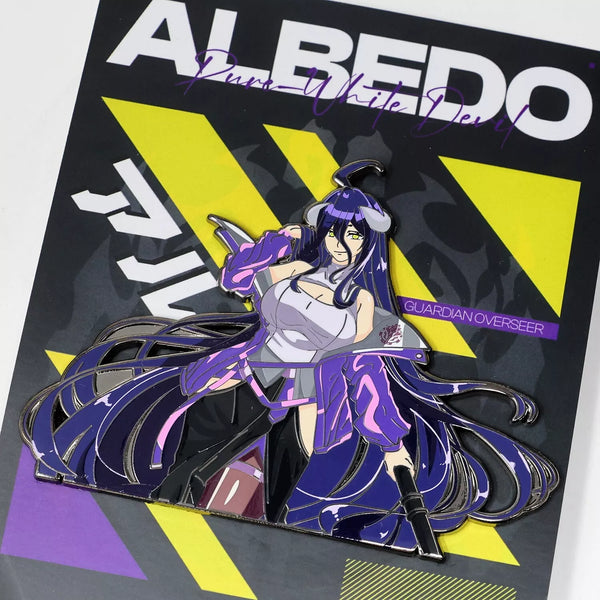 Albedo Enamel Pin Collection – Limited Edition Anime Collectibles Featuring Albedo from Overlord. Premium Black Nickel Finish, Hard Enamel Pin with Detailed Print, Numbered with Lasered Logo. Large 3-Inch (7.6 cm) Pins with Double Butterfly Clutch for Secure Attachment. Perfect Anime Merchandise for Overlord Fans and Collectors. Includes Exclusive Albedo Design, Anime Accessories, Otaku Gift, Anime Convention Collectible, and Cosplay Accessory.