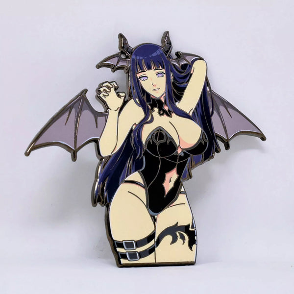 Hinata Hyuga Succubus Enamel Pin Collection – Limited Edition Collectibles Featuring Hinata from Naruto. Premium Black Nickel Finish, Hard Enamel with Print Details, Numbered with Lasered Logo, Large 3 Inches (7.6 cm), Double Butterfly Clutch for Secure Attachment. Perfect Anime Merchandise for Naruto and Hinata Fans, Collectors, and Enthusiasts. Includes Exclusive Hinata Hyuga Design, Anime Accessories, Otaku Gifts, Anime Convention Collectibles, and Cosplay Accessories.