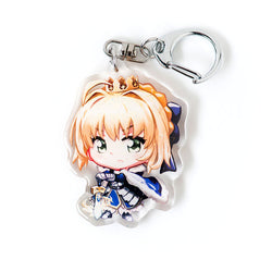 Buy Fate/Type-Moon acrylic keychain featuring iconic characters like Saber, Shirou, and Rin. This premium 4-inch keychain with a 2.4-inch anime figure offers vibrant, scratch-resistant colors and a glitter epoxy coating. Ideal for keychains, backpacks, lanyards, and Ita bags. A limited edition design perfect for Fate series collectors, Type-Moon fans, and anime enthusiasts. Includes a durable silver D-clasp for long-lasting use. Perfect anime gift