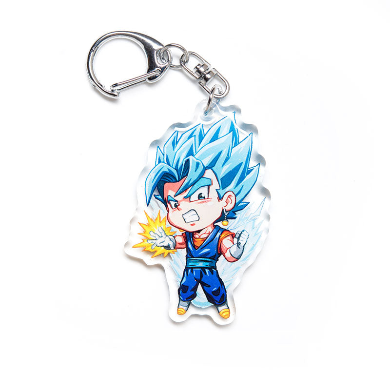 Buy Dragon Ball Z acrylic keychain featuring iconic characters like Goku, Vegeta, and more. This premium 4-inch keychain with a 2.4-inch anime figure offers vibrant, scratch-resistant colors and a glitter epoxy coating. Ideal for keychains, backpacks, lanyards, and Ita bags. A limited edition design perfect for Dragon Ball Z collectors, otaku, and anime fans. Includes a durable silver D-clasp for long-lasting use. Perfect anime gift.